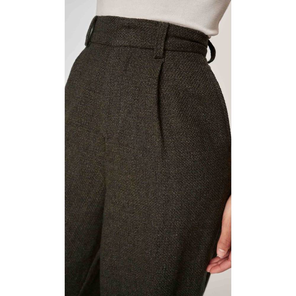 NEW DL1961 - WOMEN'S denim hepburn wide leg high rise pleated pants in evergreen - Picture 8 of 10